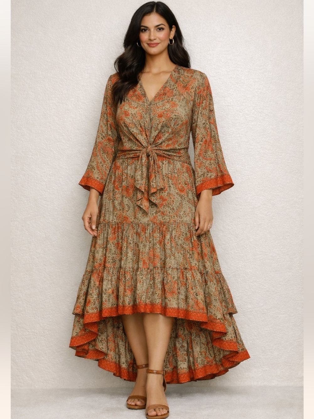 100% silk BoHo fashion two piece dress